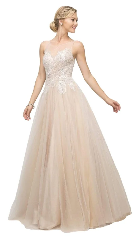 Luxury Lace Gown Cinderella Divine - UE009 Illusion Neckline Lace Bodice Tulle Gown
