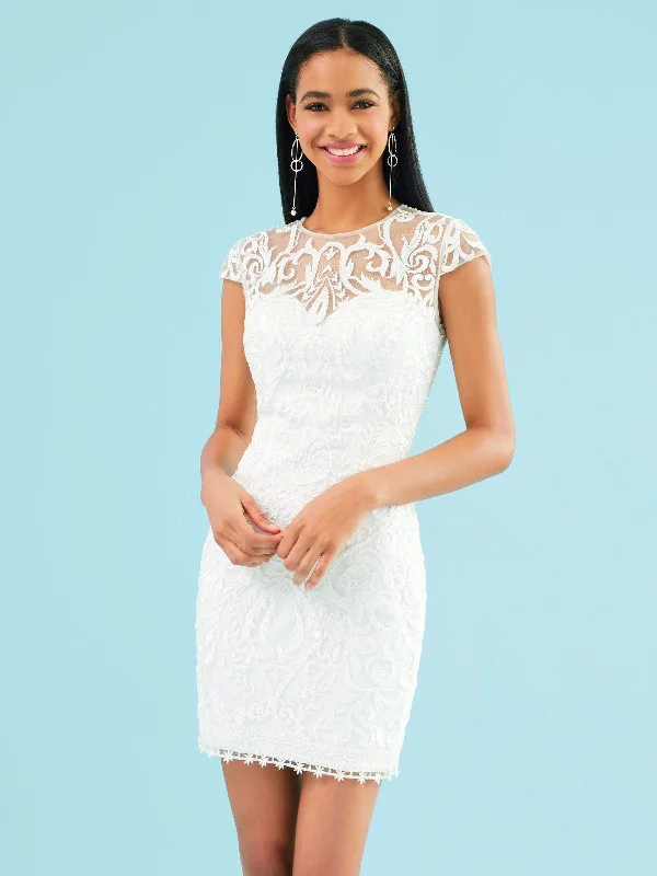 A-Line Dress Clarisse - 3934 Embroidered Jewel Neck Sheath Dress