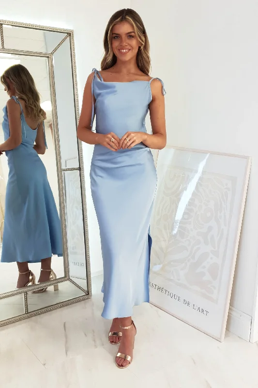 Vintage Gown Clarisse Satin Midi Dress | Blue