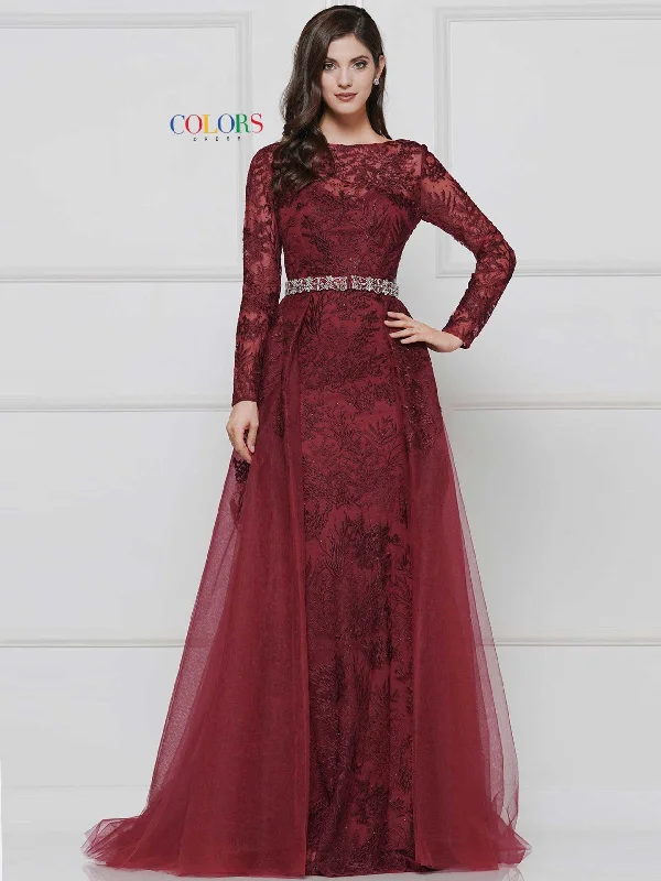 Stunning Wedding Gown Colors 1830SL Colors Long Sleeve Formal Prom Dress
