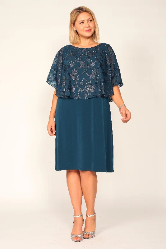 Sheer Sleeve Dress Connected Apparel Formal Short Dress Cocktail