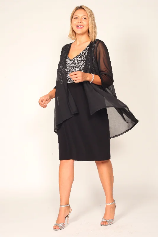 Feathered Gown Connected Apparel Mother of the Bride Short Dress