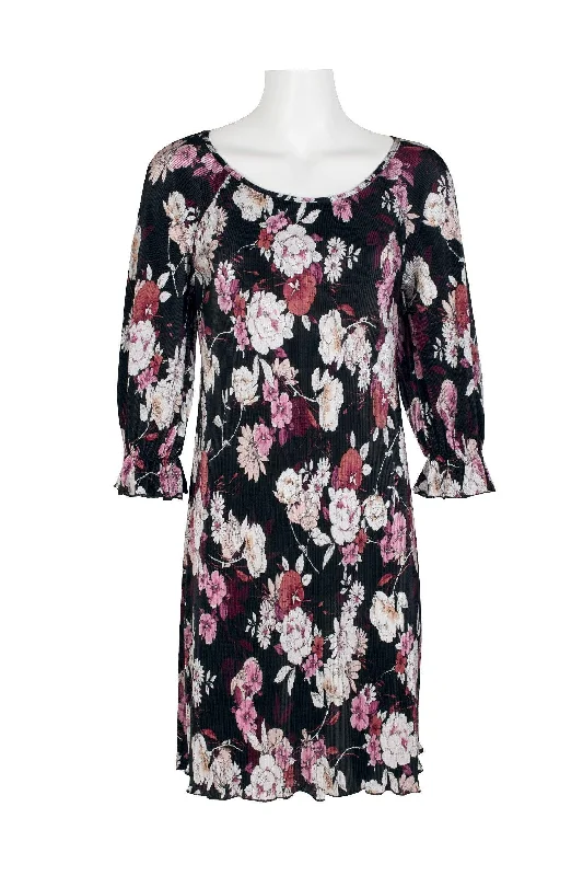 Tailored Wedding Dress Connected Apparel Short 3/4 Sleeve Floral Dress