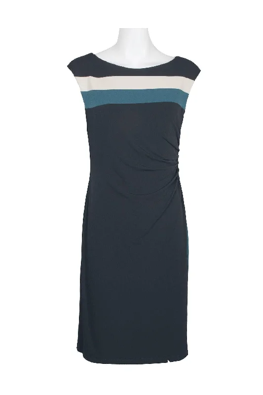 Illusion Neckline Dress Connected Apparel Short Sleeveless Fitted Dress