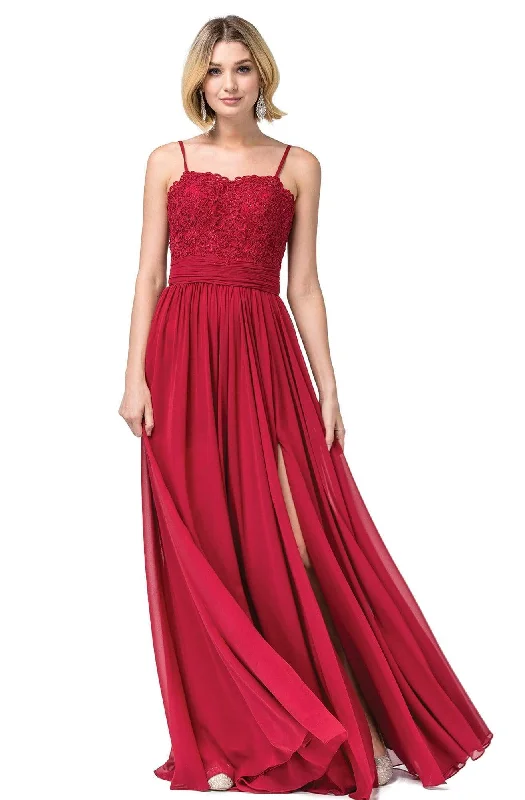 Elegant Dress Dancing Queen - 2789 Beaded Lace Embroidery Square Neck A-Line Gown