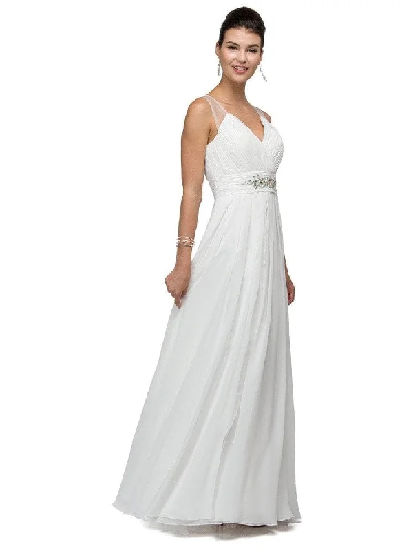 Timeless Lace Dress Dancing Queen Bridal 9539 - Illusion Back Ruched Long Dress