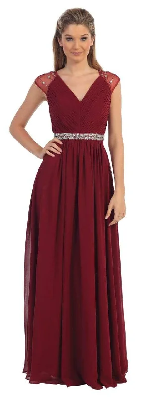 Backless Gown Dancing Queen Illusion Cap Sleeve Pleated V-Neck Chiffon Evening Dress 9182 Backless Gown Dancing Queen Illusion Cap Sleeve Pleated V-Neck Chiffon Evening Dress 9182