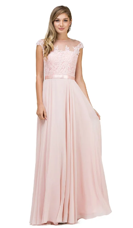 Dramatic Train Gown Dancing Queen - 2121 Sheer Floral A Line Evening Gown
