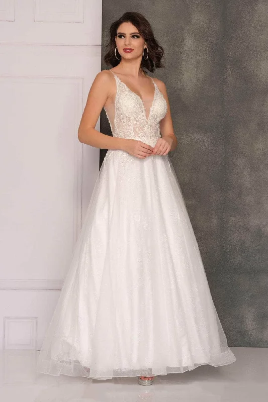 High Neck Dress Dave & Johnny 10517 - Embellished A-Line Bridal Gown
