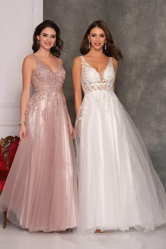 Unique Wedding Gown Dave & Johnny 9671W - Embroidered Illusion Bridal Gown