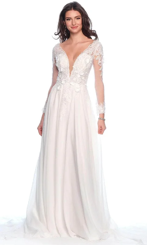 Dave & Johnny Bridal 12115 - Long Sleeve Applique Bridal Gown