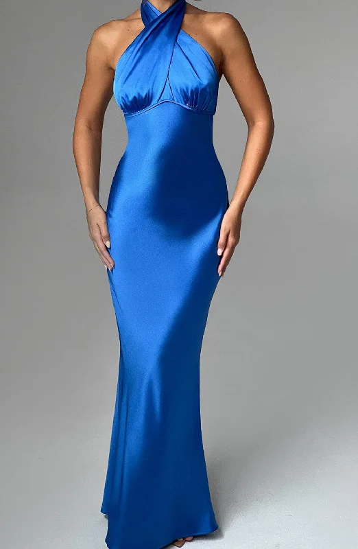 Silk Organza Gown Dimitra Maxi Dress - Blue