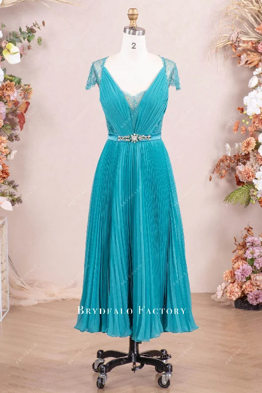 Wedding Gown Cap Sleeve Buttoned Lace Back Mother Of The Bride Dress