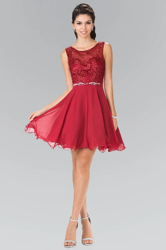 Regal Satin Gown Elizabeth K GS2314 Scoop Fitted Lace A-Line Cocktail Dress - 1 pc Burgundy In Size 3XL Available Regal Satin Gown Elizabeth K GS2314 Scoop Fitted Lace A-Line Cocktail Dress - 1 pc Burgundy In Size 3XL Available