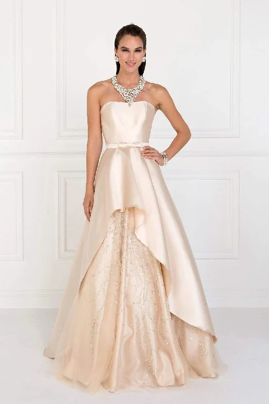 Grand Ballroom Gown Elizabeth K - Strapless Jewel-Adorned Mikado Gown GL2429