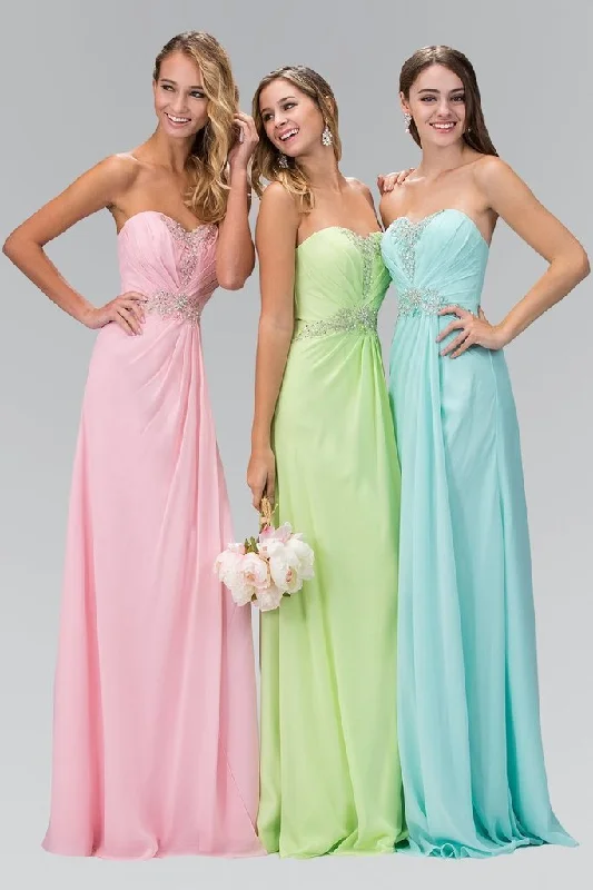 Empire Line Gown Elizabeth K Strapless Sweetheart Crystal Jeweled Long Dress GL2060 - 1 Pc Pink in Size XL Available Empire Line Gown Elizabeth K Strapless Sweetheart Crystal Jeweled Long Dress GL2060 - 1 Pc Pink in Size XL Available