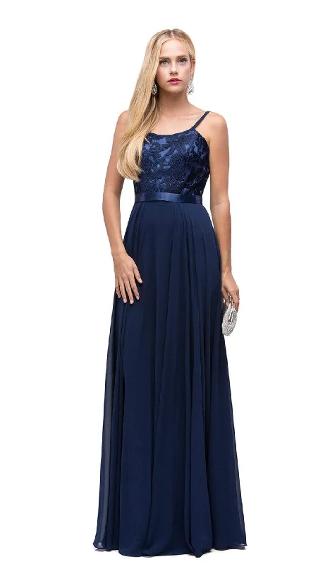Ruched Bodice Dress Dancing Queen - 9914 Embroidered Scoop A Line Evening Dress