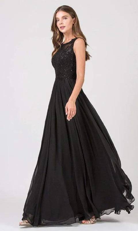 Minimalist Crepe Dress Eureka Fashion - 3711 Sleeveless Lace Scoop Chiffon A-line Dress