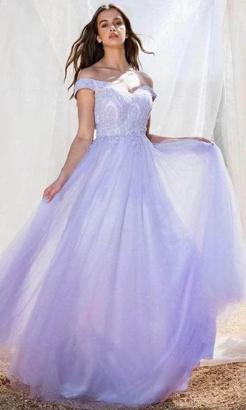 Designer Gown Eureka Fashion 9899 - Embroidered Off-shoulder Long Gown