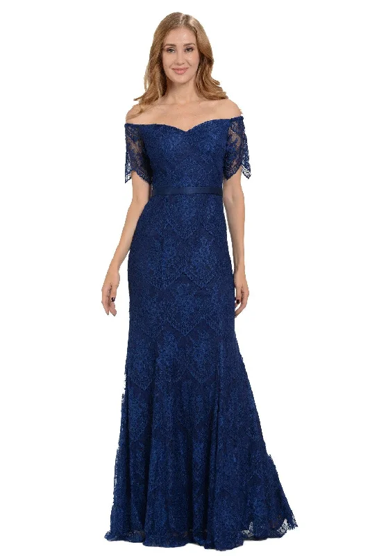 Handmade Dress Fitted Long Off Shoulder Lace Dress by Poly USA 8030