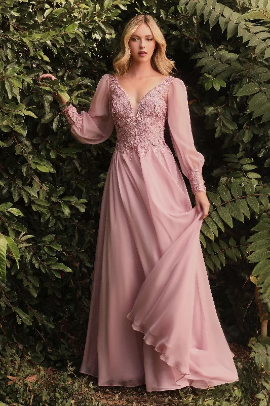 Handcrafted Wedding Gown Cinderella Divine CD0183 Full Sleeve Long Formal Dress
