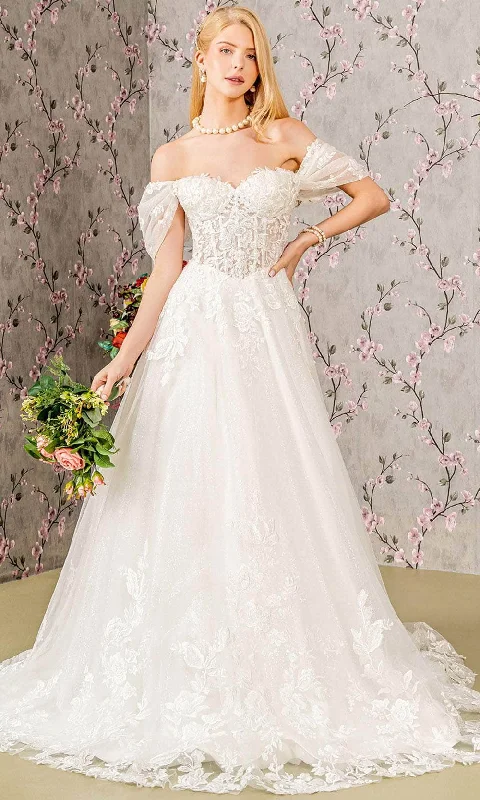Chiffon Dress GLS by Gloria Bridal GL3480 - Embroidered Off-Shoulder Bridal Gown