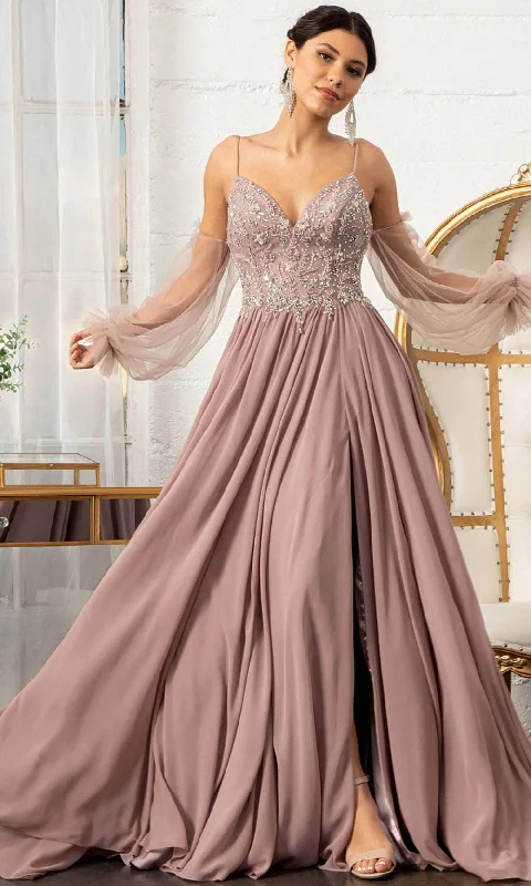 Sparkle Ball Gown GLS by Gloria GL3005 - Sleeveless Deep V-neck Long Gown