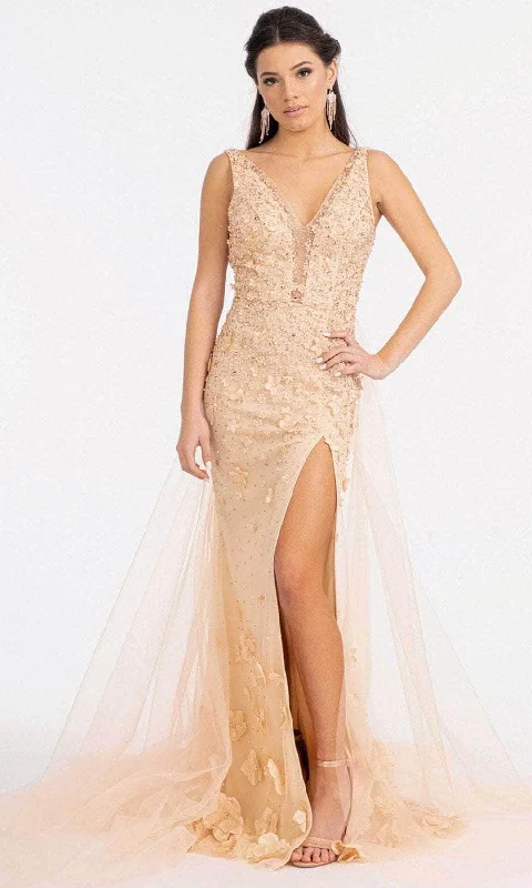 Handmade Dress GLS by Gloria GL3011 - V-Neck Overskirt Prom Gown