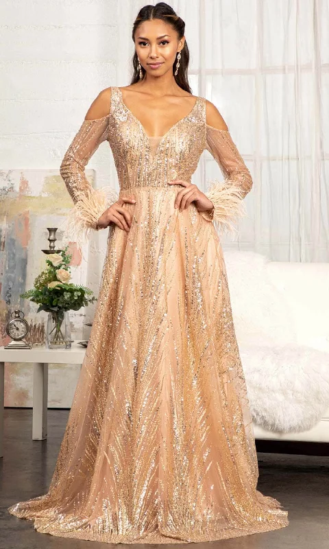 Classic Satin Dress GLS by Gloria GL3041 - Cut Out Long Sleeve Long Dress