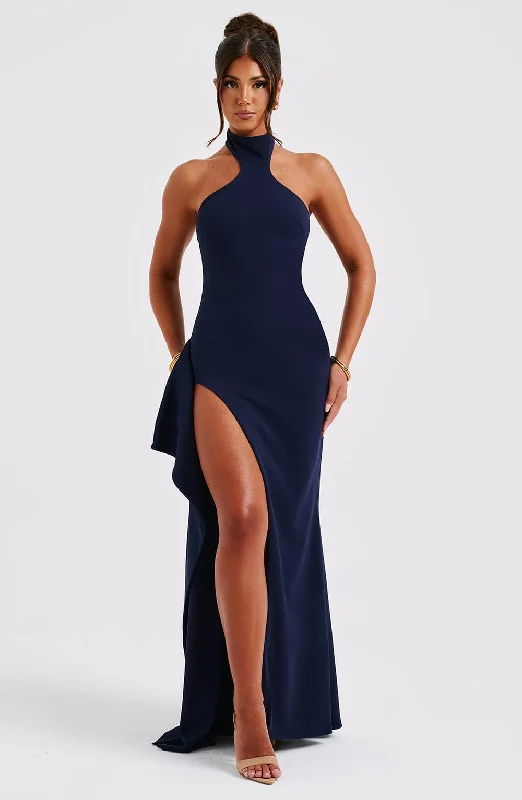 Sheath Wedding Gown Isadora Maxi Dress - Navy