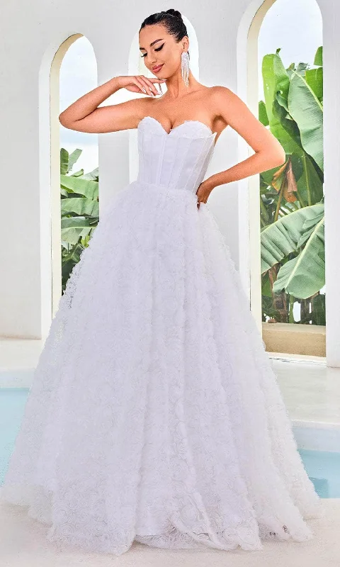 Sheath Wedding Gown J'Adore Dresses J24045 - Floral Ruffled A-Line Evening Gown
