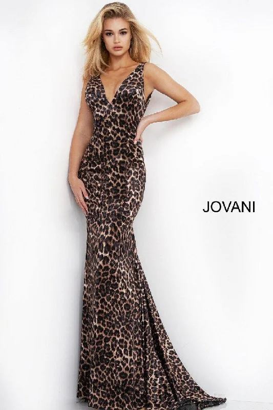 Boho Gown Jovani 8011 Long Prom Animal Print Formal Dress