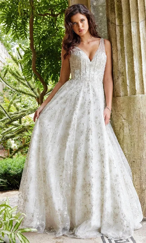 Chic Minimalist Dress Jovani Bridal JB06913 - Floral Corset Bridal Gown