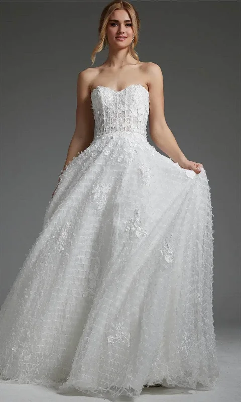 Backless Gown Jovani JB07165 - Textured Corset Bridal Gown