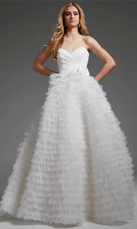 Soft Tulle Dress Jovani JB38958 - Ruffled A-Line Bridal Gown