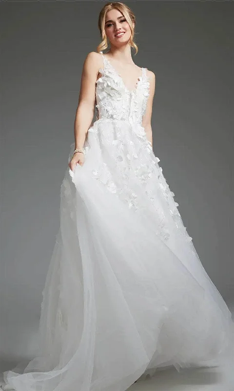 Custom Fit Gown Jovani JB40511 - Applique V-Neck Bridal Gown
