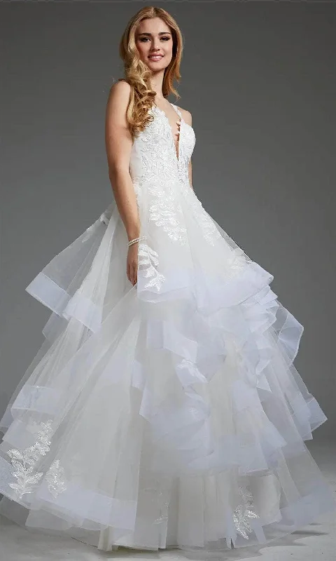 Statement Dress Jovani JB41002 - Sleeveless Sequin Appliqued Bridal Gown