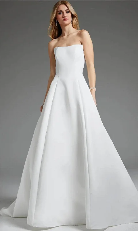 Gold Embroidered Dress Jovani JB42346 - Strapless Seamed Bodice Bridal Gown