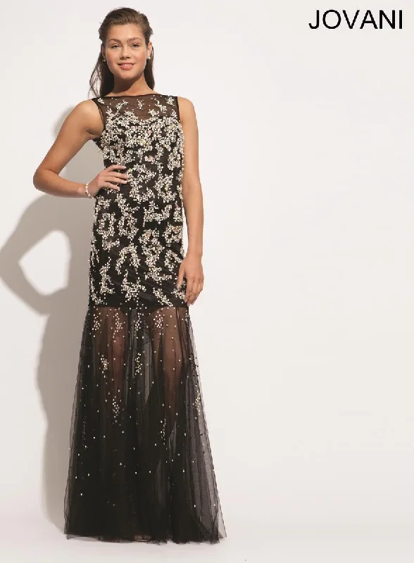 Sparkle Ball Gown Jovani 88081 Sleeveless Long Dress