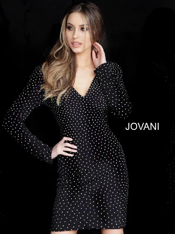 Jovani 1784 Beaded V-Neck Short Dress