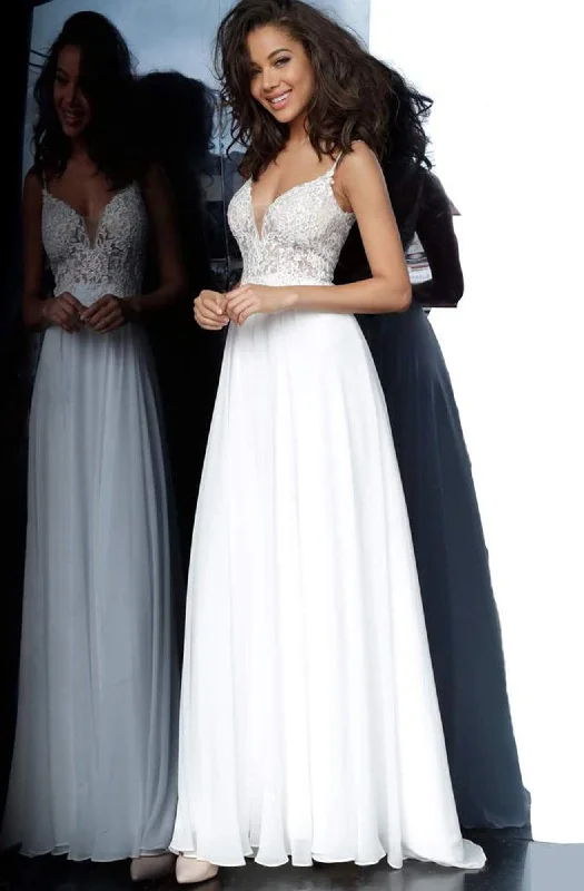 Glamorous Dress JVN by Jovani - Long Lace Bodice A-Line Dress JVN62568SC - 1 pc Off White In Size 10 Available Glamorous Dress JVN by Jovani - Long Lace Bodice A-Line Dress JVN62568SC - 1 pc Off White In Size 10 Available
