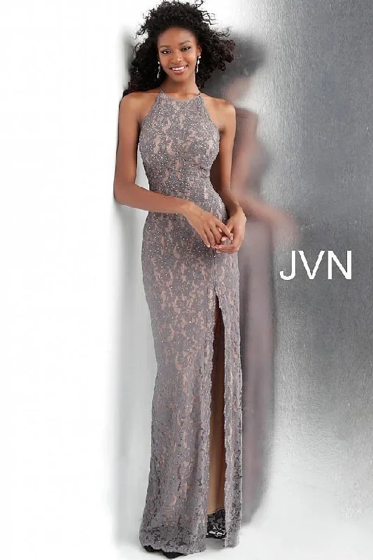 Silver Embellished Gown Jovani 61347 Prom Long Dress