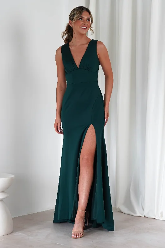 Tulle Ball Gown Kleo Bodycon Gown | Dark Green