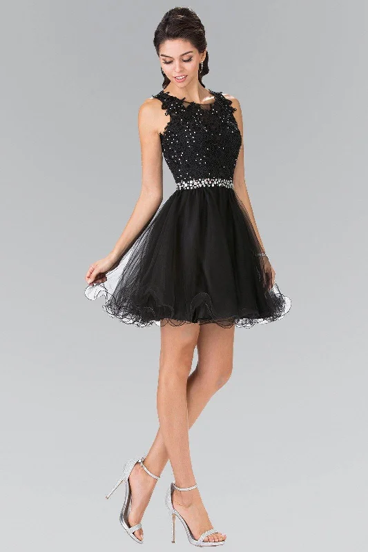 Sophisticated Dress Lace Illusion Top A Line Short Graduation Dress Cocktail