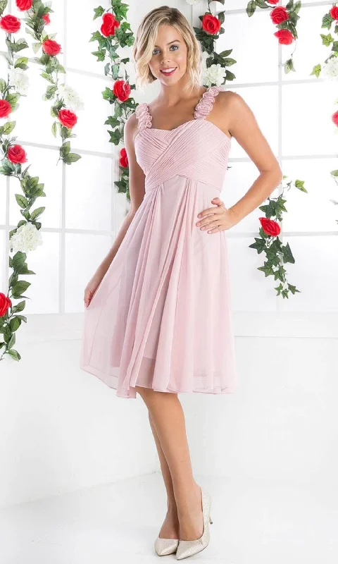 Ladivine 3801 - Floral Strap Empire Waist A-Line Dress