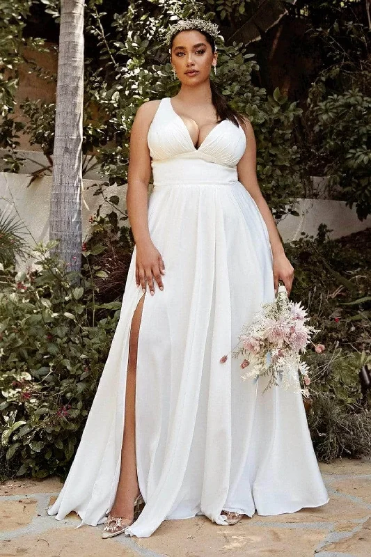 Vintage Lace Dress Ladivine 7469WW - Deep V-Neck Bridal Gown