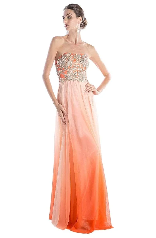 Ladivine C2633 - Beaded Chiffon Strapless Sheath Dress