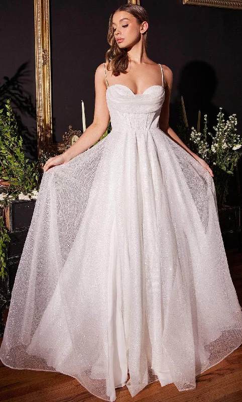 Hand-Stitched Lace Dress Ladivine CD253W - Glittering Sleeveless Bridal Gown