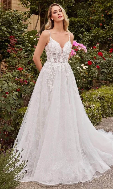 Contemporary Bridal Gown Ladivine CD857W - Sleeveless A-Line Bridal Gown