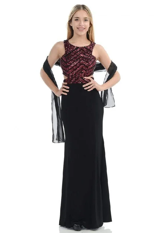 Contemporary Bridal Gown Lenovia - 5146 Geometric Sequined Halter Sheath Dress
